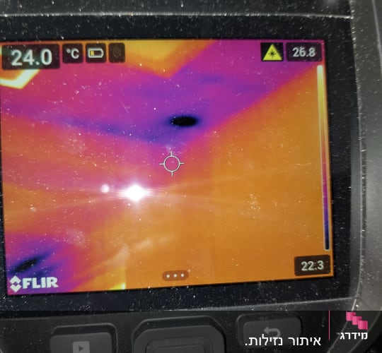 תצוגת מצלמה תרמית עם אזורים חמים וקרים